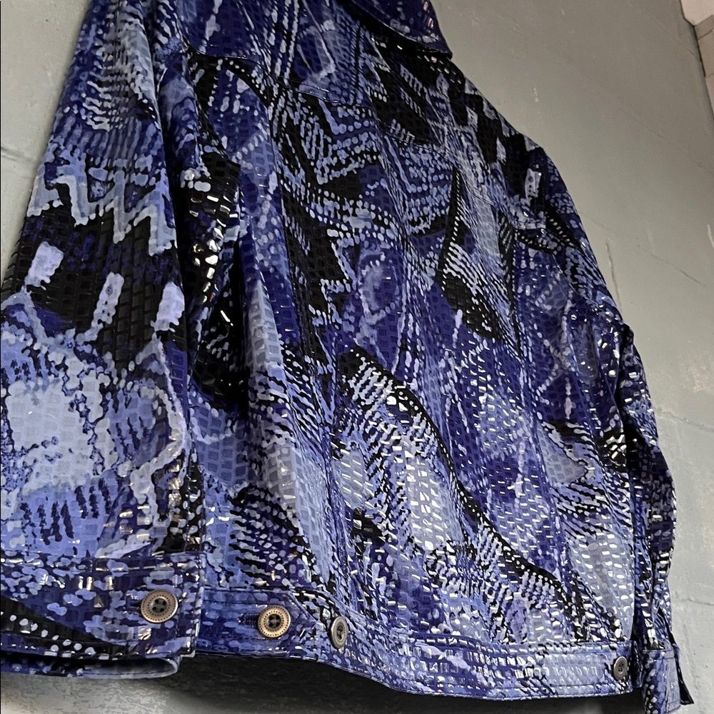 Ruby Rd Blue Abstract Print Stretch Jacket Size 1… - image 6